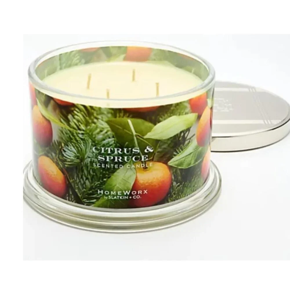 HomeWorx by Slatkin Citrus & Spruce 18oz 4 Wick Candle | NWT‎